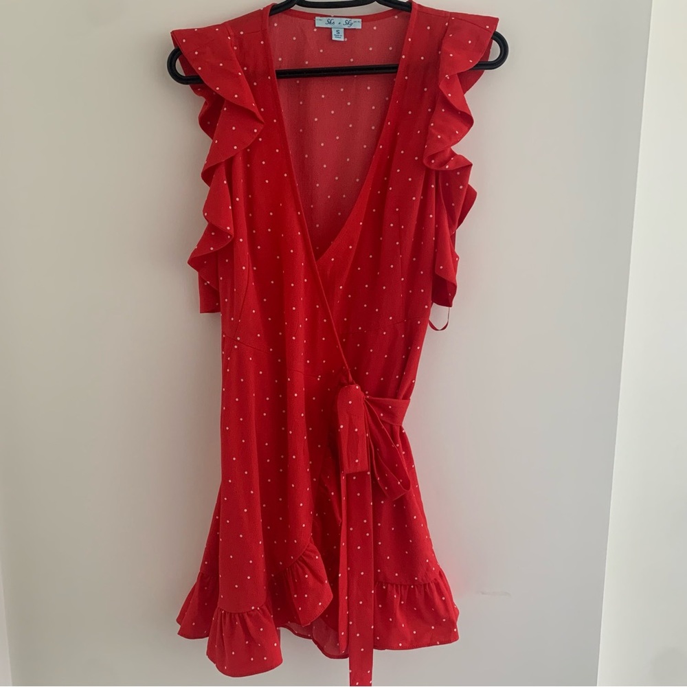 SHE & SKY wrap dress, red